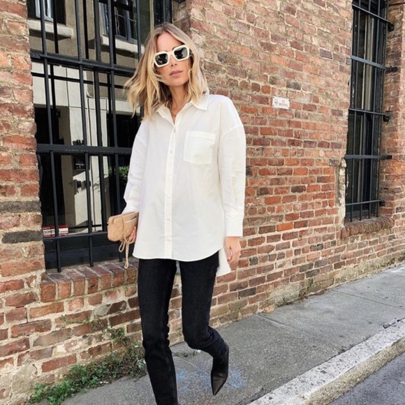 Anine Bing Tops - ANINE BING White Button Up Pocket Shirt
